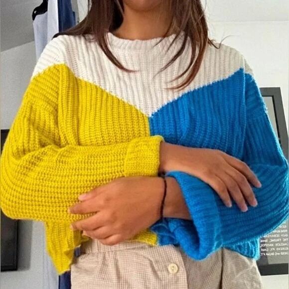 Sincerly Jules Sweaters - SINCERELY JULES COLORBLOCK CROPPED KNIT SWEATER NWT SZ L